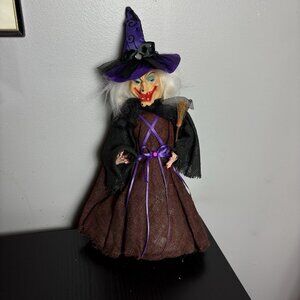 Vintage Handmade Witch Doll with Scary Rubber Face Creepy Weird Halloween Decor